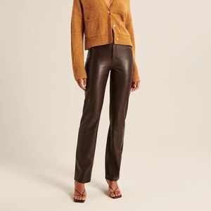 Abercrombie Vegan Leather Pants in Dark Brown